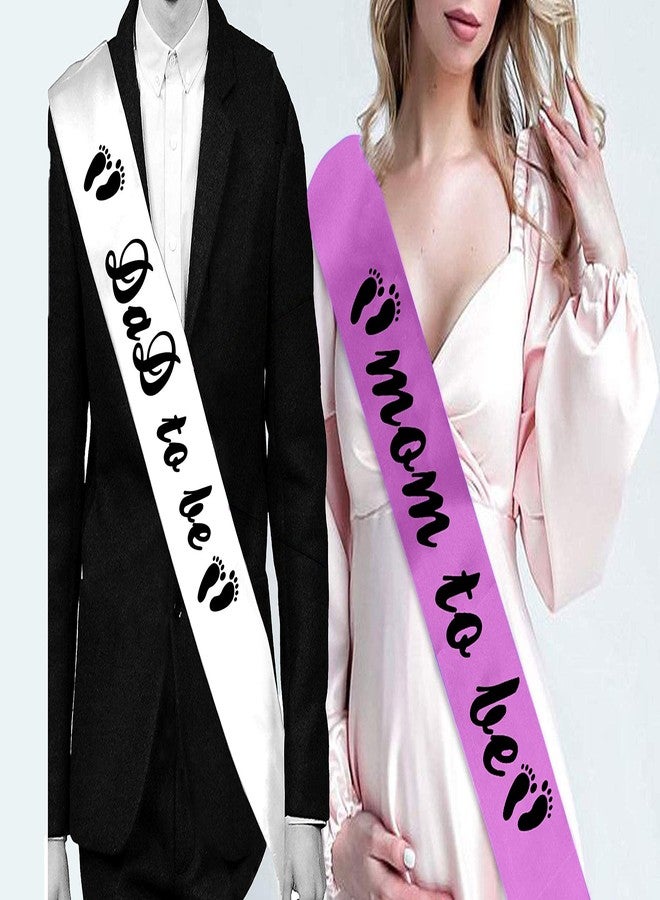 Hubops mom to be and dad to me Sash & dad and mom to be sash for Party Decoration Combo Pack (Pink and White) - Image 1